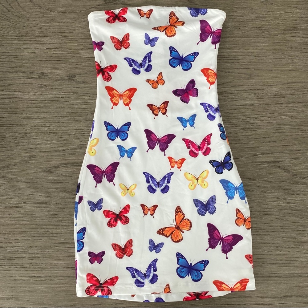 Superdown Butterfly Strapless minidress